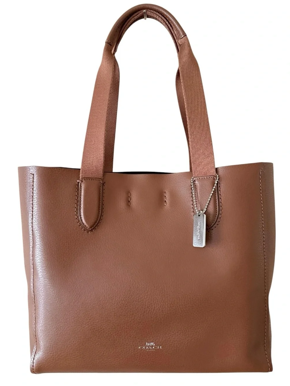 Coach Derby Tote Pebble Leather Saddle Black